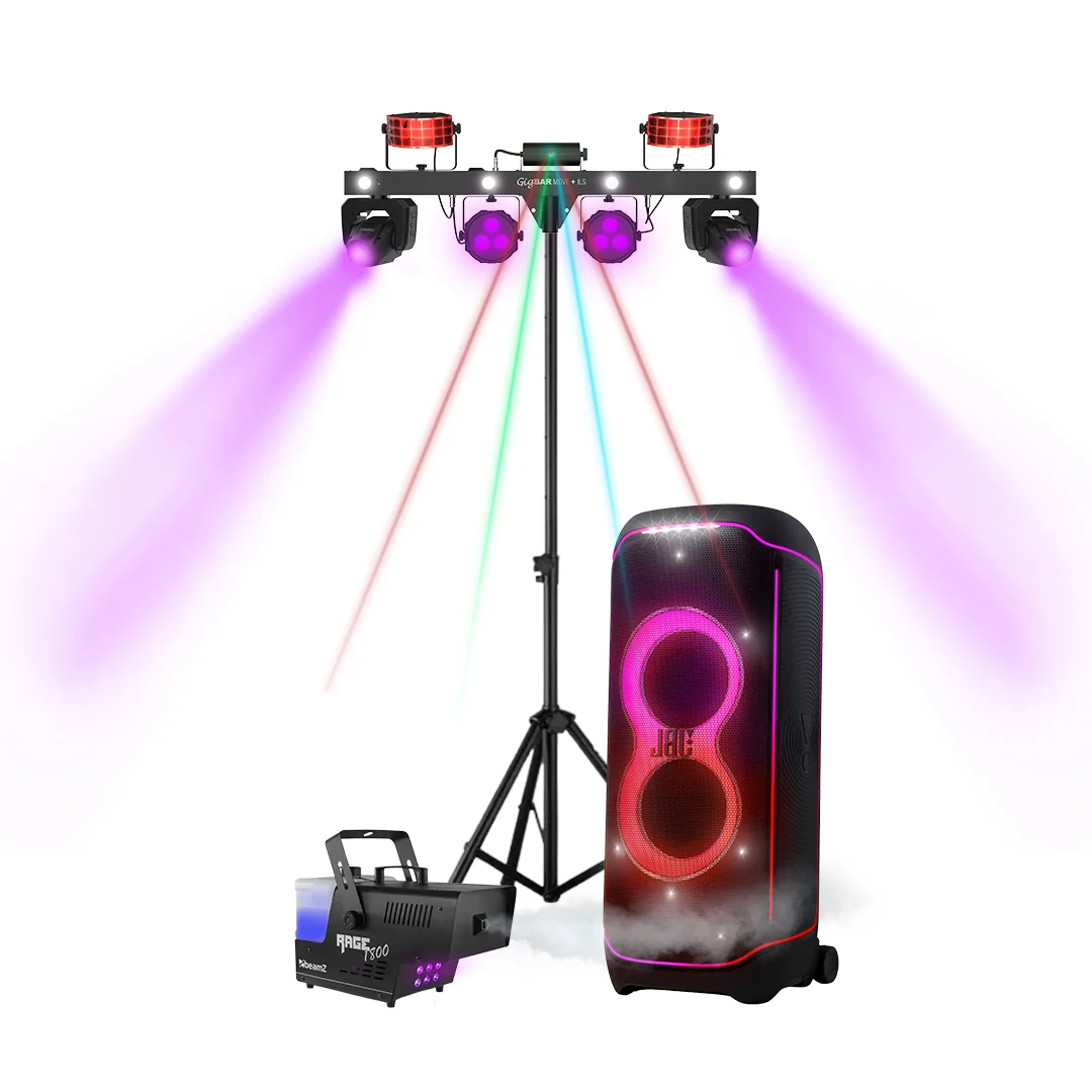 JBL PartyBox Ultimate met GigBAR Move-lichtbar (movingheads en laser) voor 60 gasten